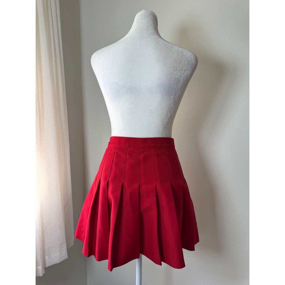 American Apparel Red Pleated Mini Skirt - Picture 6 of 8